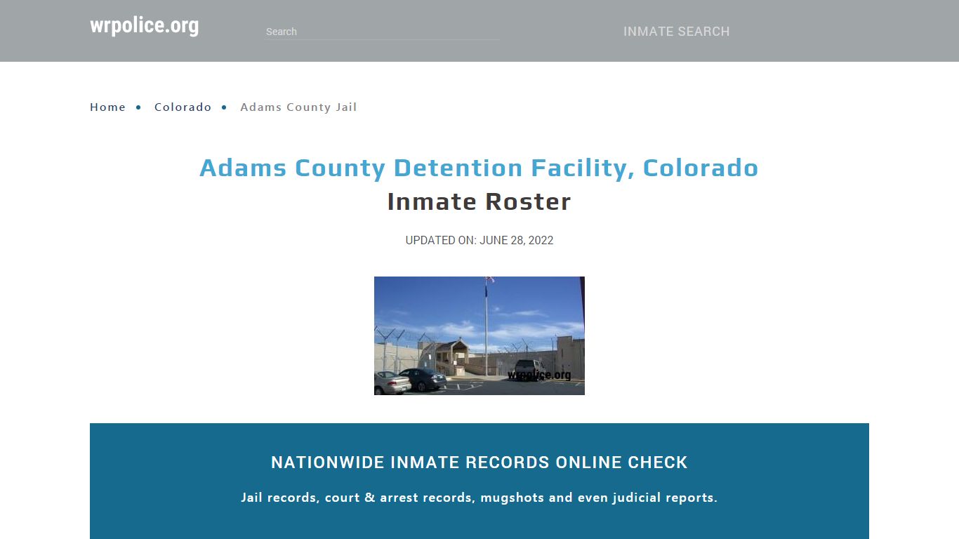 Adams County Detention Facility, Colorado - Inmate Locator
